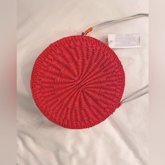 Sophie Anderson Nilsa round raffia woven toquilla straw shoulder bag cross body - Picture 5 of 5